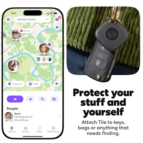 Life360 Tile Starter Pack - Bluetooth Trackers and Item Finders for Keys, Wallets & More. Both iOS and Android Compatible. Phone Finder. 2-Pack (Black Tile/Slim) — view 3
