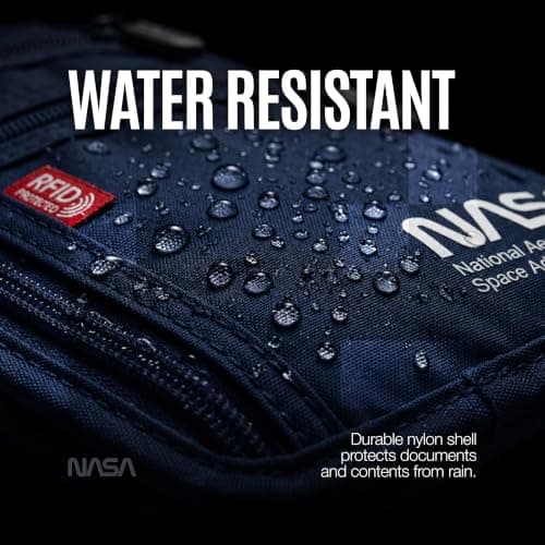 NASA Neck Wallet for Travel, RFID Blocking Passport Holder (Lunar Blue) — view 5