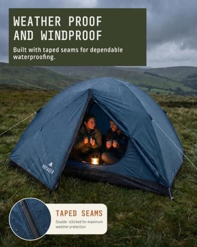 Voyager 3 Man Tent - Waterproof, Windproof, Quick Setup, Spacious 3-Person Camping Tent, Durable, Lightweight Outdoor Shelter, Ideal for Hiking, Backpacking, Camping- 225x185x120cm — view 3