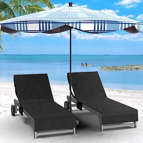 Vinsani Sun Lounger Beach Towel with Pockets, Soft & Quick Dry, Black — view 4