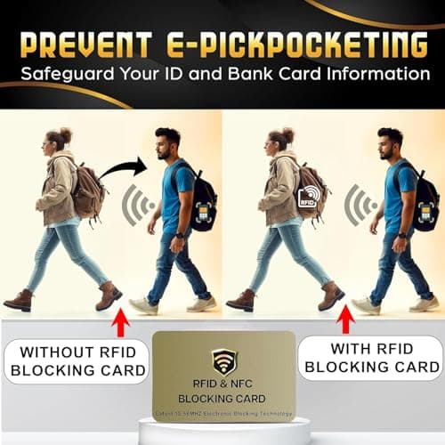SAITECH IT RFID Blocking Card, 5 Pack Premium Contactless NFC Debit Credit Card Passport Shield Protector Blocker Set for Men & Women, Smart Slim Design Perfectly for Wallet/Purse - Golden — view 3