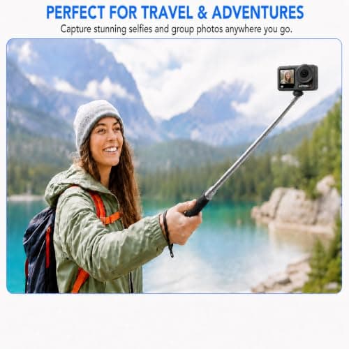 Selfie Stick - Traveller Monopod for Compact Digital Cameras, Action Cam - Works with Sony, Canon, Nikon, Panasonic and More with 1/4" Screw - Wrist Strap Included - Range: 22 to 109 cm - Blue — view 5