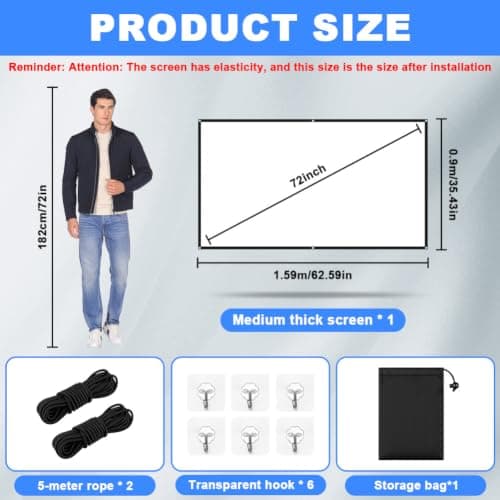 OFFCUP 72 Inch Portable Projector Screen, 16:9 HD 4K Wrinkle-Free Foldable — view 2