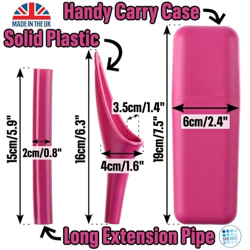 SHEWEE Extreme Female Urinal. Made in the UK. Reusable and Portable Urination Device. Festival, Camping, Car and Hiking Essentials For Women. Includes Travel Case and Extension Pipe – Pink — view 6