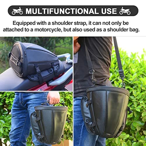 MIGHTYDUTY Motorcycle Tail Bag Backseat PU Leather Motorbike Saddle Bag Multifunctional for Riding Travel Rear Seat Black — view 6