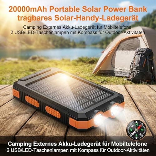 xxsmile Solar Power Bank 20000mAh, Waterproof USB-C External Battery — view 2