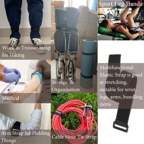 Elastic Cinch Straps with Quick-Adjust Buckles, Multipurpose Tie-Downs for Outdoor Gear, Camping, Travel Essentials, Bikes, Yoga Mats (1.5"x16", 2-Pack) — view 6