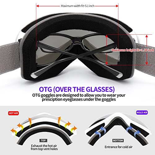Supertrip Ski Goggles Womens Mens,Anti-fog Anti-glare Skiing Snowboard goggles with 100% UV403 Protection,Helmet Compatible — view 5