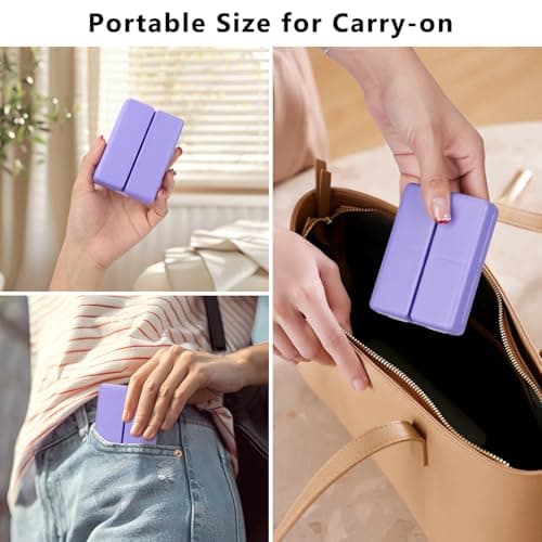 FYY 7 Day Pill Organiser, Travel Tablet Box, [Foldable Design] Weekly Medication Case, Portable Daily Supplements Storage Organizer for Vitamins, Cod Liver Oil, Small-Purple — view 3