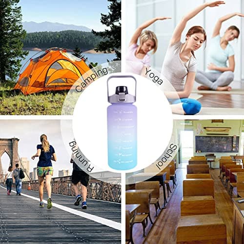Water Bottle, 2L Motivational Fitness Sports Water Bottle with Straw&Time Maker, BPA-Free Leak-proof Sports Water Bottle Portable Drink Bottle Drink Jug for Gym/Running/Cycling/School/Office (purple) — view 6