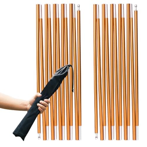 TRIWONDER Tent Poles Replacement Set of 2 Aluminium Alloy Camping Poles Adjustable Tent Support Rod Kit for Hiking Picnic (Gold, 3.6m)
