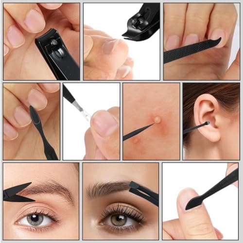 ALIIP Professional Manicure Set,10-Piece Stainless Steel Nail Clipper Kit with Leather Case, Portable Travel Nail Care Set for Women & Men, Press-Lock Design for Home & Gifting,Red — view 4