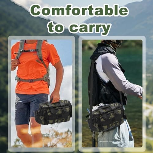 Auptiz Fishing Bag, Multi-Pockets Holdall Shoulder Waist Handbag, Holdall Camouflage-1 Outdoor Carryall Fishing Tackle Bags with Belt & Shoulder Strap for Outdoors Hiking Hunting Camping Travel — view 2