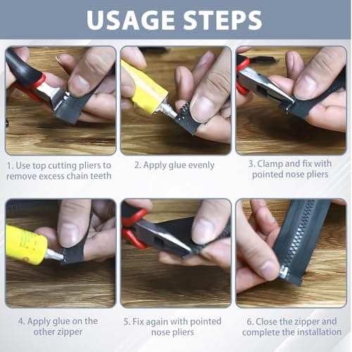 Zip Repair kit 60Pcs, Zipper Pull Replacement Kit with Zip Install Pliers — view 5