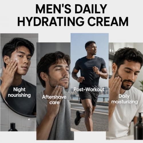 5PCS Men's Skin Care Sets & Kits, Daily Skincare Gift Set with Cream, Cleanser, Scrub, Eye Cream & Facial Serum, Moisturiser Routine Grooming Kit for Day & Night Care for Him at Home Travel — view 5