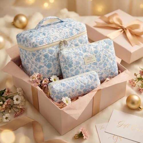3 Piece Makeup Bag Set for Women, Aesthetic Travel Wash Bag & Cosmetic Pouch Organiser, Lightweight Toiletry Bags with Sturdy Zips for Skincare, Beauty & Daily Essentials — view 4