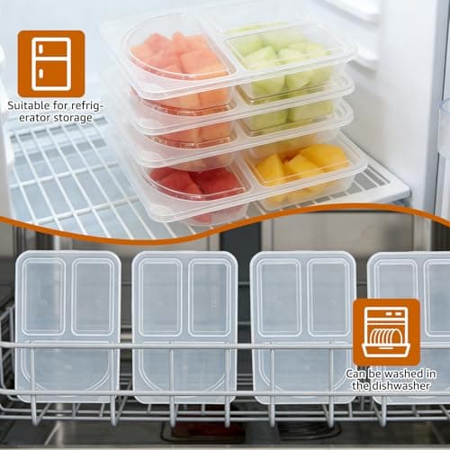 CBWERBB 9oz Reusable Snack Container with Lids,20/30 Pack 3 Compartment Large Capacity Condiment Portion Control Meal Prep Containers,Portable Sauce Snack Pots for School Go out Travel Party(20 Pack) — view 6