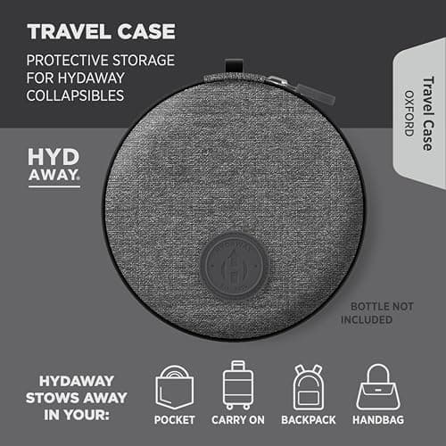 HYDAWAY Travel Case for Collapsible Bottles, Bowls & Cups - Protective Storage with Carabiner Clip - Durable, Water-Resistant, TSA-Friendly (Oxford) — view 2
