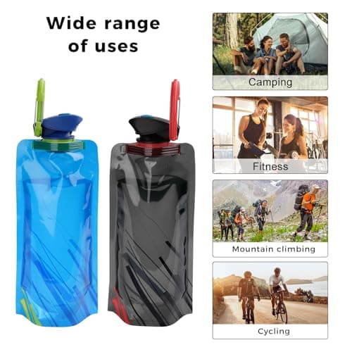 Rnigra Collapsible Water Bottles 2 Pcs, 700ml Foldable, BPA Free, Black + Blue, Travel, Festivals, Hiking, Camping — view 6