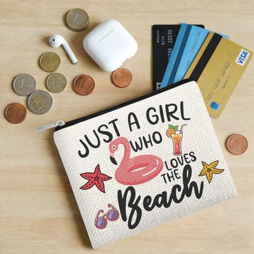 Summer Beach Coin Purse Pouch for Women Flamingo Lover Girls Trip Gifts Sea Vacation Coin Wallet Pouch Beach Lover Gifts for Friend Birthday Christmas Graduation Travel Wallet Purse with Zipper — view 6