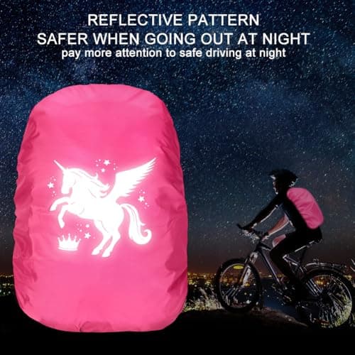 flintronic Waterproof Rain Cover for Backpack, Unicorn Reflective Rucksack Cover,Unicorn School Bag Waterproof Cover, High Visibility Backpack Cover, Anti-dust, Foldable for Girls, Children — view 2