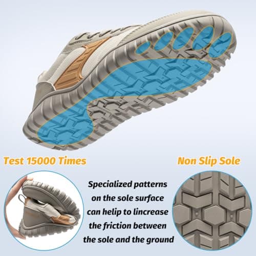 HOBIBEAR Wide Barefoot Shoes for Womens Mens Minimalist Trail Running Hiking Sneakers Comfortable Lightweight Beige SIZE 41 — view 6