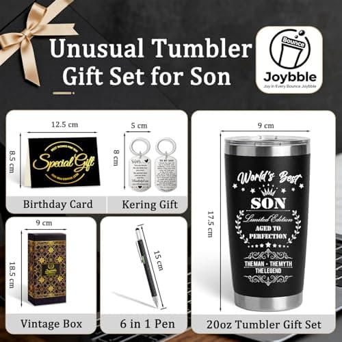 Joybble Gifts for Boys, Funny Son Gifts, Unusual Birthday Gift for Teenage Boys, 20oz Stainless Steel Travel Tumbler Gift Set for Him, Cool 6 in 1 Multitool Pen Gadgets Presents from Dad Mum — view 3
