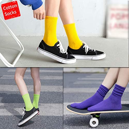 Hamjax 3 Pairs Womens Casual Crew Socks Walking Cotton Socks, Dark Red — view 3