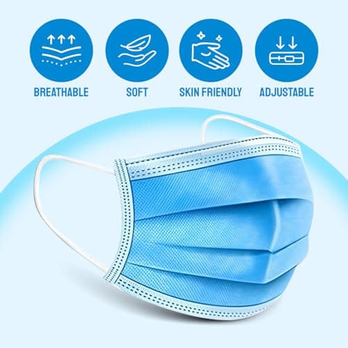 500 Disposable Face Masks 10 Boxes 3-Layer Breathable Soft Ear Loops — view 4