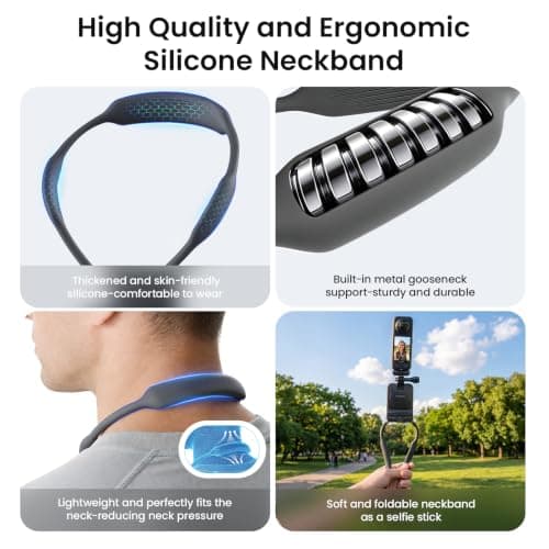 aMagisn Invisible Magnetic Neck Mount for Action Camera,Hands-Free POV Chest Mount for GoPro Hero 13,Insta360 X6/X5/Ace Pro 2,DJI Osmo Action 6/5 Pro/Nano,Phone Neck Holder for Sports,Travel-Black — view 3