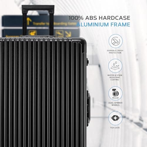 Flight Knight Premium Travel Suitcase - 8 Spinner Wheels - Built-in TSA Lock Lightweight Aluminium Frame, ABS Hard Shell Carry on Check in Luggage Highly Durable - Approved for Over 100 Airlines — view 4