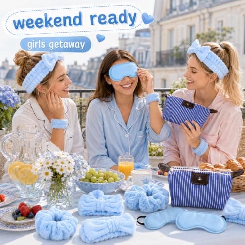 20PCS Sleepover Kit, Slumber Party Supplies for Girls, Complete Sleepover Set for Parties and Group Gatherings, 4 Bags 4 Eye Masks 4 Hair Ties 4 Headbands 4 Wristbands 20-Piece Collection — view 6