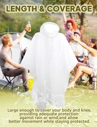 ANYOO Rain Poncho Waterproof for Adults, 2 Pack, Reusable — view 6