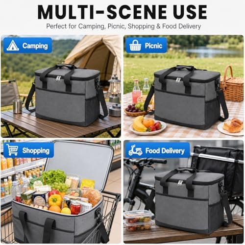 30L Large Insulated Cooler Bag, Leakproof Picnic Cool Bag with Shoulder Strap, Foldable Thermal Food Storage for Camping, Beach, Shopping & Travel, Keeps Food Hot & Cold — view 5