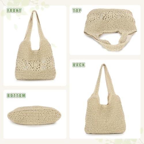 Freiesoldaten Straw Tote Bag for Women Large Summer Beach Woven Shoulder Bag for Travel Vacation — view 4