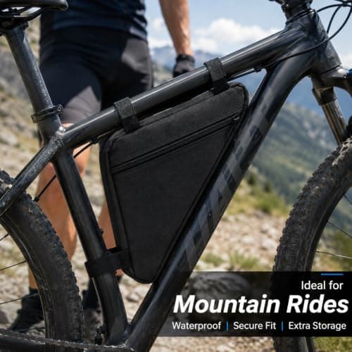 Trevixor Black Bike Bag, Triangle Bike Frame Bag with Zipped Pocket and Hook-and-Loop Straps, 20 x 20 x 28 cm Bicycle Bag for Cycling, Commuting and Travel — view 6