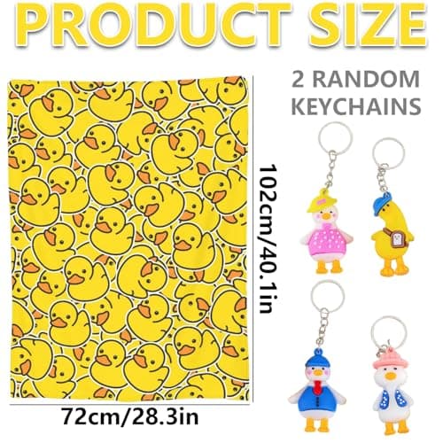 JYJLLM 3PCS Yellow Duck Blanket Set, Soft Flannel Throw 72x102cm with 2 Silicone 3D Duck Keychains for Adult Couch Bed Travel Gift — view 5