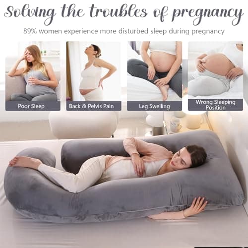 Labtec Pregnancy Pillows For Sleeping, Velvet U-shape Maternity & Body Pillows, Full Body Pillow, Maternity Hips, Legs, Belly For Pregnancy & Back Support Pillow [ Light Grey] — view 6