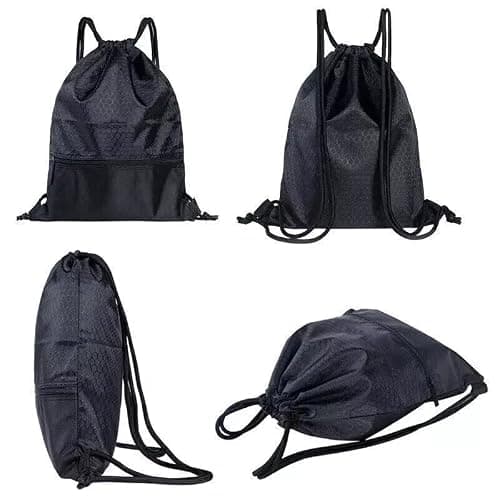 FATASH Large Drawstring PE Bag with Zipper Pocket, Waterproof Swimming & Gym Bag, Kids & Adult Unisex Design, Rucksack For School, Outdoor, Sports & Travel Orange — view 4