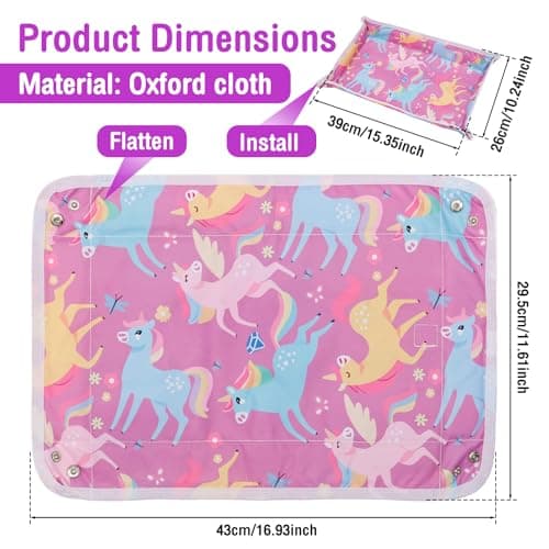 Anihet Kids Tray Table Cover, Foldable Airplane Travel Tray Cover with Clear Pocket, Universal Airplane Must Haves Travel Essential for Plane, Train, High Chair(Unicorns) — view 2