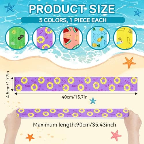 5Pcs Towel Bands for Beach, Elastic Bands for Sunbed Towel, 40×5cm — view 2