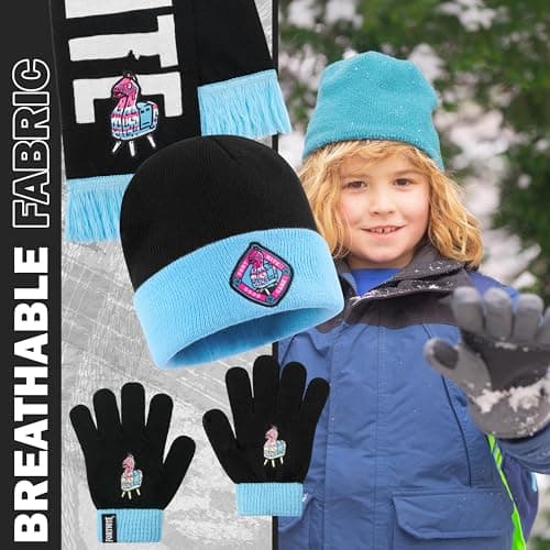 Fortnite Beanie Winter Accessories Set Boys & Teens, 3pcs Hat Scarf & Gloves, Warm Knit for School Travel Days Out, Gamer Gifts — view 5