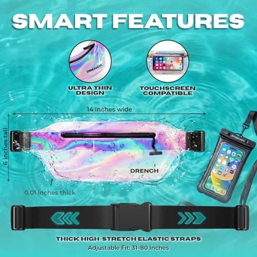 Drench Waterproof Bum Bag Iridescent – Submersible Dry Bag Waist Pouch for Swimming, Snorkeling, Kayaking – Waterproof Phone Case, Underwater Cell Phone Holder, Travel Beach Dry Bag, Waist Pack — view 4
