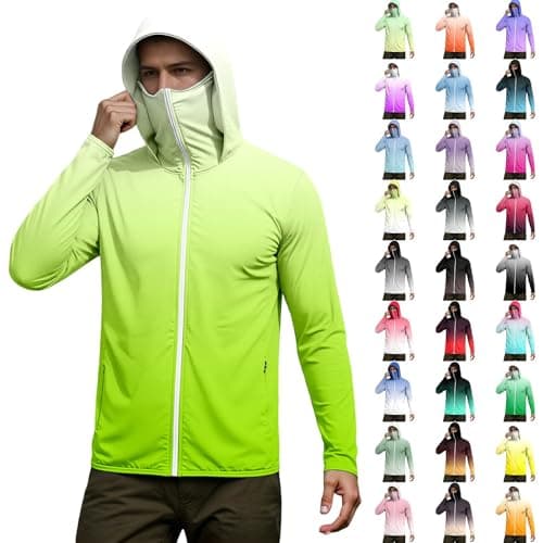 Sun Protection Men's UV Shirt Clothing Rash Guard UV Shirt Long Sleeve Travel Hoodie Unisex Sun Protection Shirt UPF 50 T-Shirts Surf Face Mask Protection Shirts Men Sun Protection Shirt Hoodie, P — view 2
