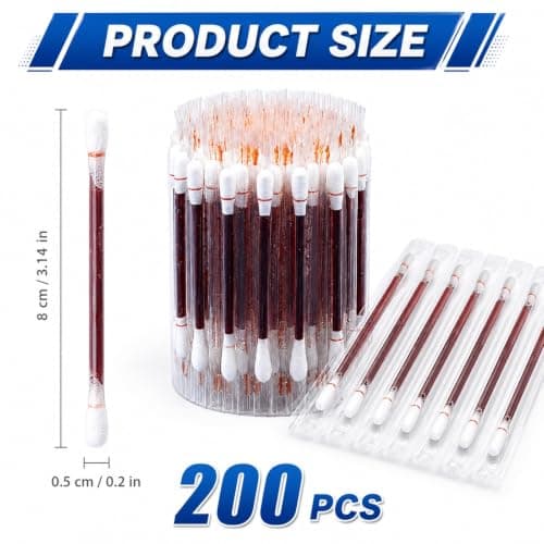 200pcs Iodine Swabs, Iodines Liquid, Disposable Iodi Ne for Wounds, Portable Individually Wrapped Cotton Buds for Nasal Ears Bruise, Emergency Wound Care — view 6