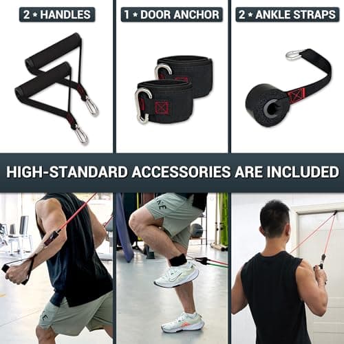 TheFitLife Resistance Bands Set 150lbs for Men & Women – Home Gym Equipment with Handles, Door Anchor & Ankle Straps, Stackable Exercise Bands for Full Body Workout & Strength Training — view 6
