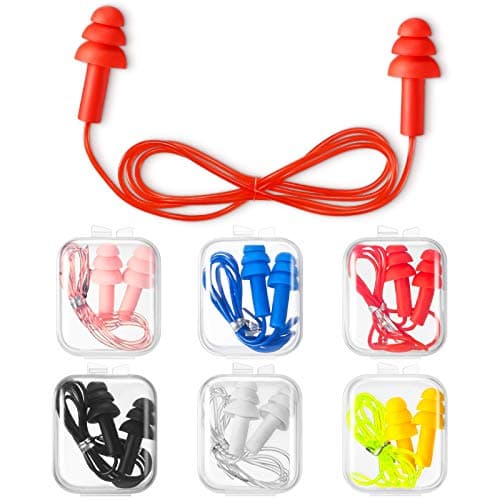 Frienda 6 Pairs Corded Earplugs Silicone for Sleeping with Cord Waterproof