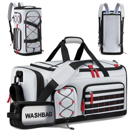 35L Gym Bag with Shoe Compartment, Dry & Wet Separation Overnight Bag-Gray