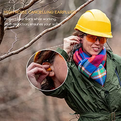 Soft Foam Ear Plugs with Aluminum Carry Case, 60 Pairs - 38db Noise Reduction Sponge Earplugs Noise Cancelling Ear Plugs for Sleeping, Travel, Concerts, Studying, Work, Loud Noise (Orange) — view 6