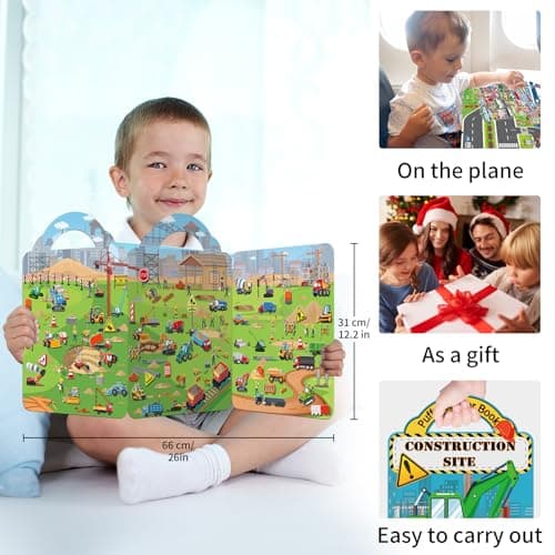 Elfew 2 Pack Puffy Sticker Books for Kids 2-4, Construction and Vehicle — view 4